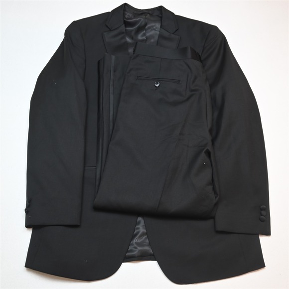 Giorgio Fiorelli 42L 36x30 Black Superfine Mens Jacket Pants Tuxedo